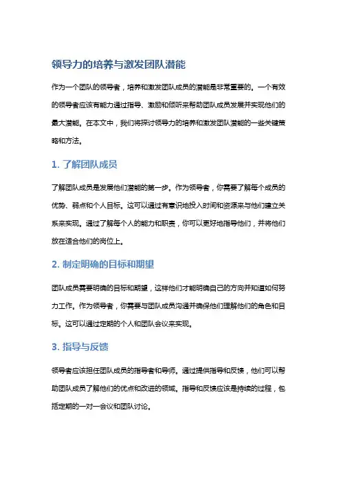 领导力的培养与激发团队潜能
