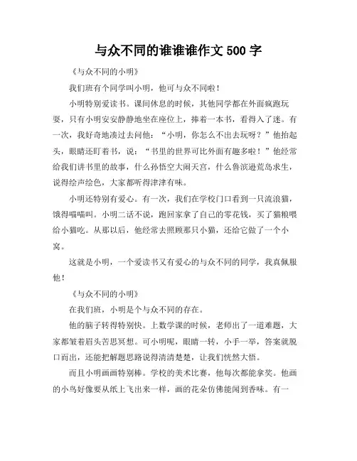与众不同的谁谁谁作文500字