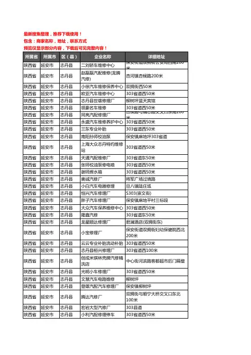 新版陕西省延安市志丹县汽车维修企业公司商家户名录单联系方式地址大全53家