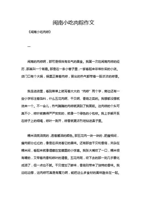 闽南小吃肉粽作文