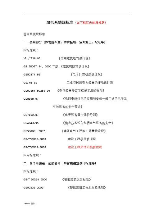 弱电系统规范标准