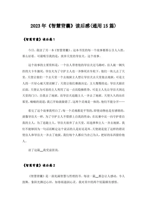 2023年《智慧背囊》读后感(通用15篇)