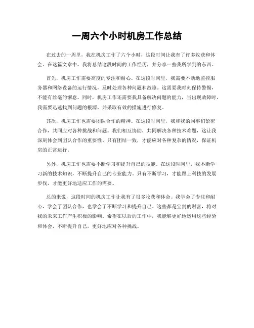 一周六个小时机房工作总结