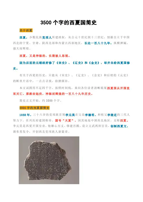 3500个字的西夏国简史