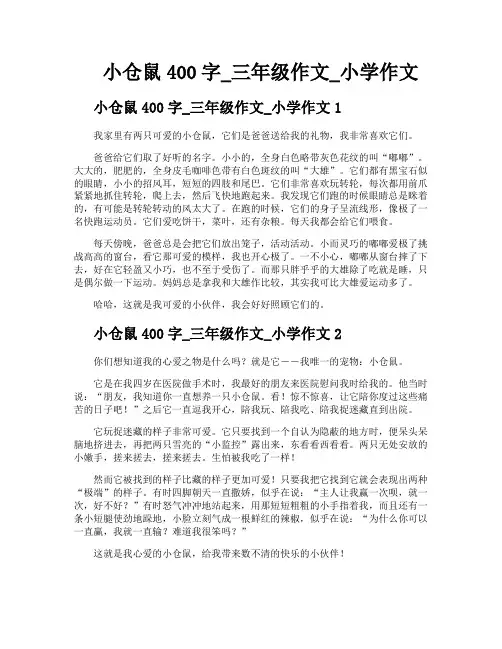 小仓鼠400字三年级作文小学作文