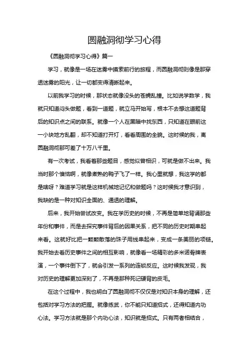 圆融洞彻学习心得