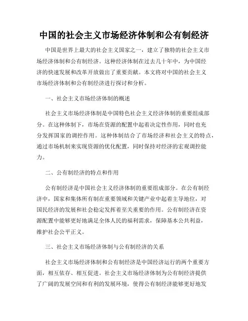 中国的社会主义市场经济体制和公有制经济