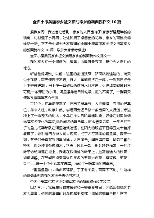 全面小康美丽家乡征文描写家乡的新面貌作文10篇