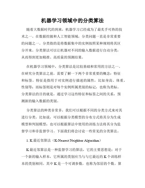 机器学习领域中的分类算法