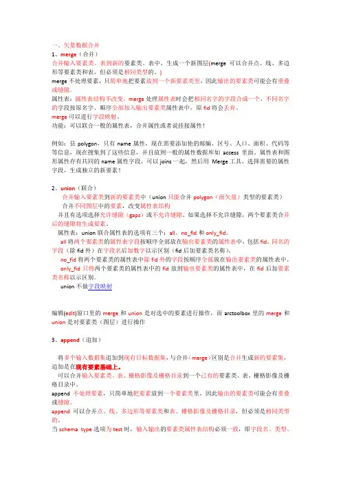 ArcGis拼接矢量数据四种方法的区别