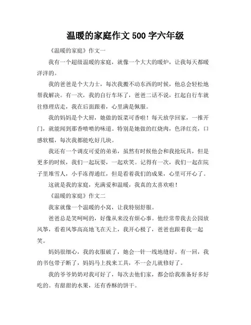 温暖的家庭作文500字六年级