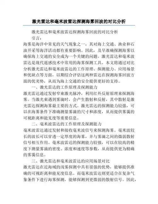 激光雷达和毫米波雷达探测海雾回波的对比分析