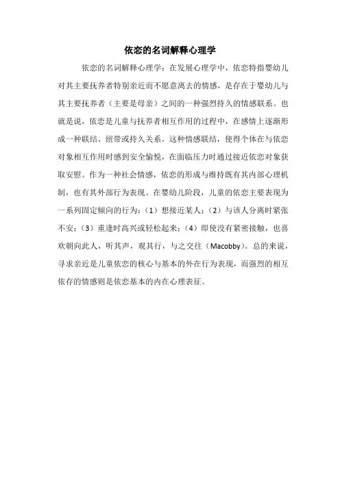 依恋的名词解释心理学
