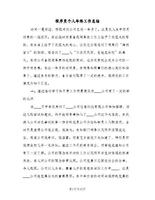 程序员个人年终工作总结(8篇)