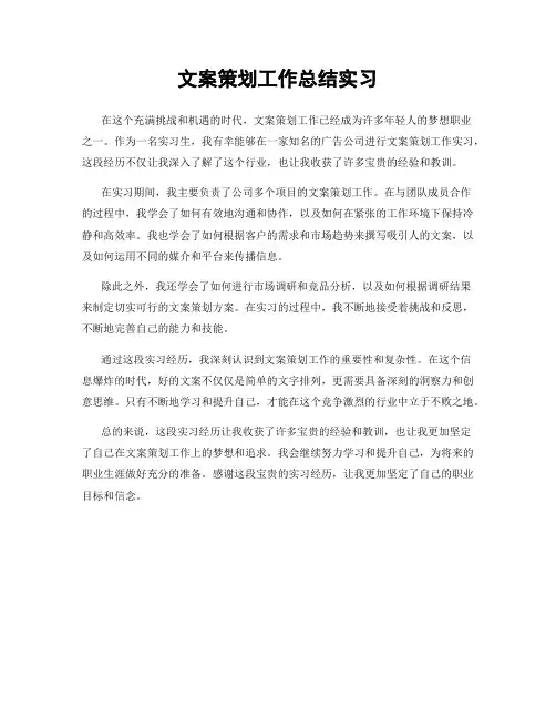 文案策划工作总结实习