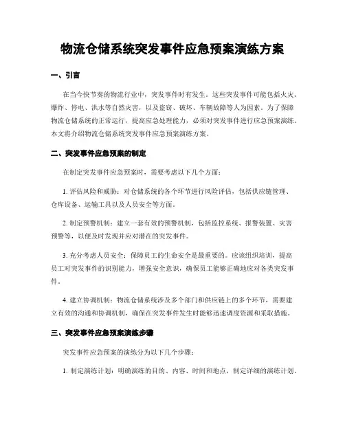 物流仓储系统突发事件应急预案演练方案