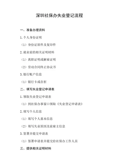 深圳社保办失业登记流程