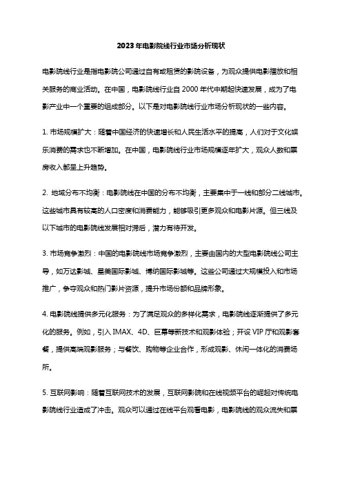 2023年电影院线行业市场分析现状