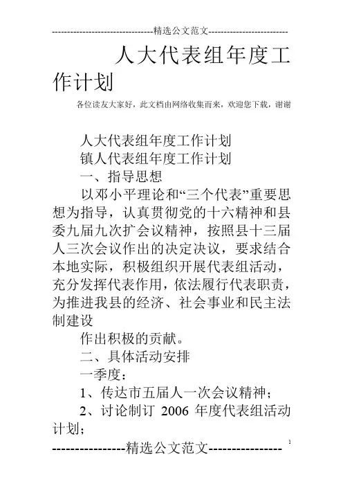 人大代表组年度工作计划