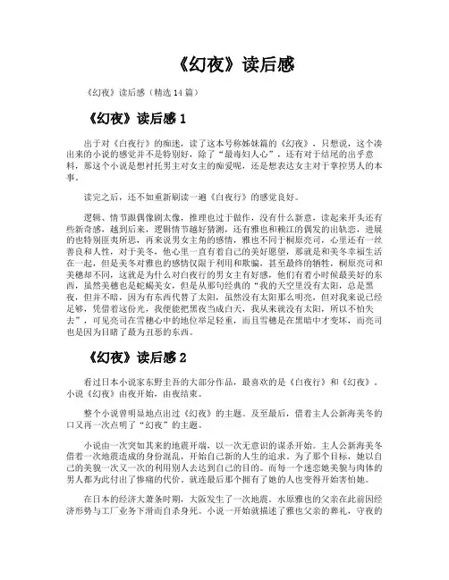 《幻夜》读后感