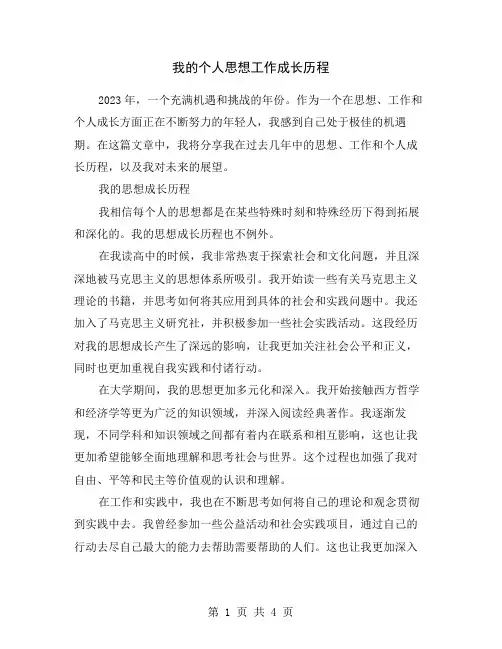 我的个人思想工作成长历程