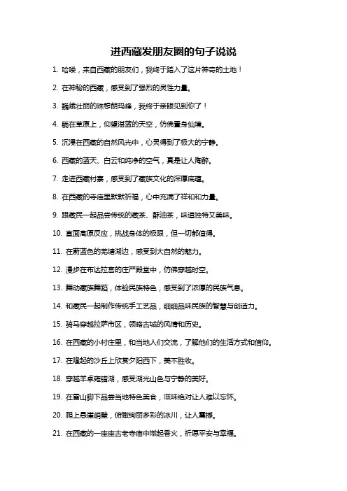 进西藏发朋友圈的句子说说