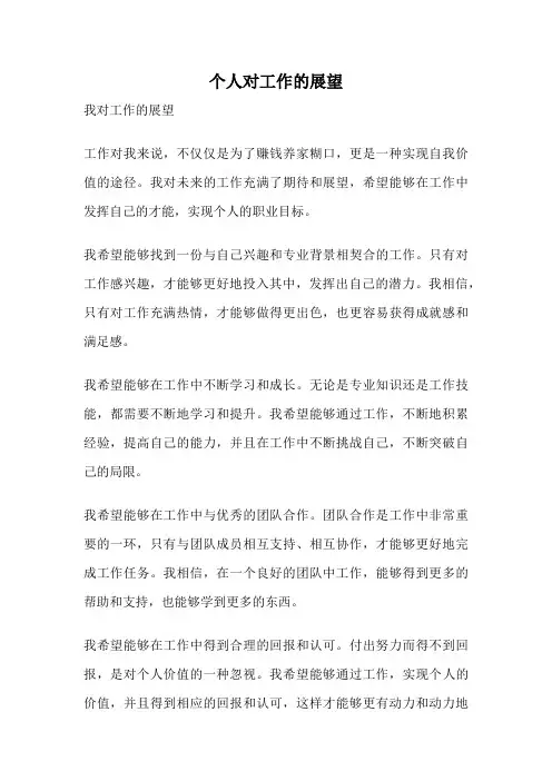 个人对工作的展望