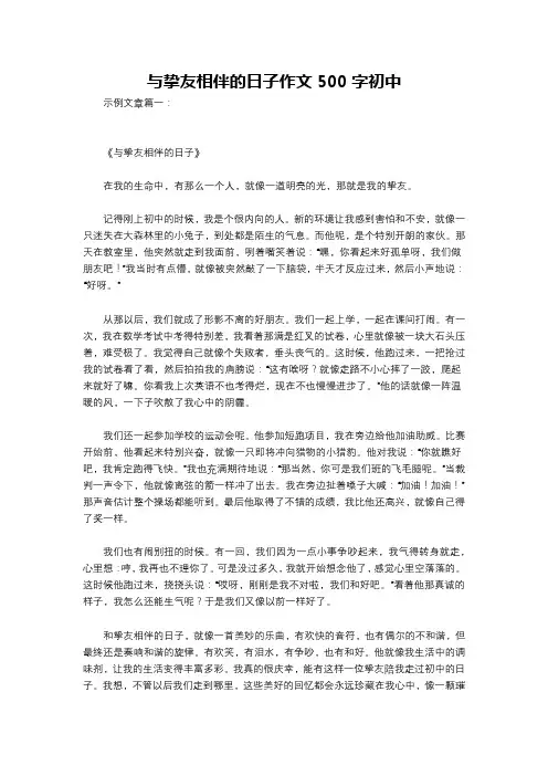 与挚友相伴的日子作文500字初中