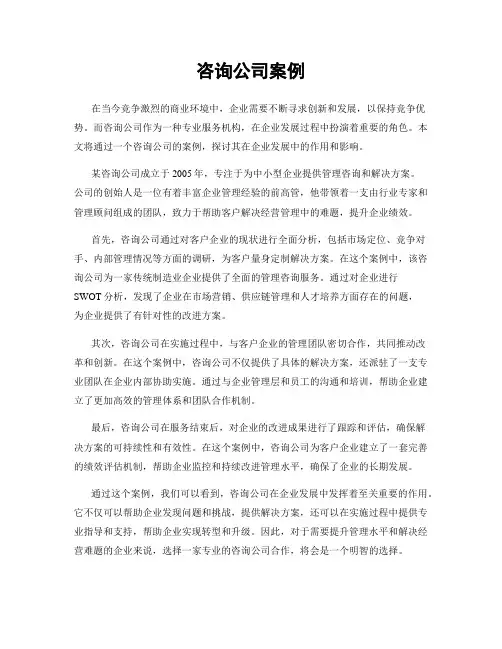 咨询公司案例
