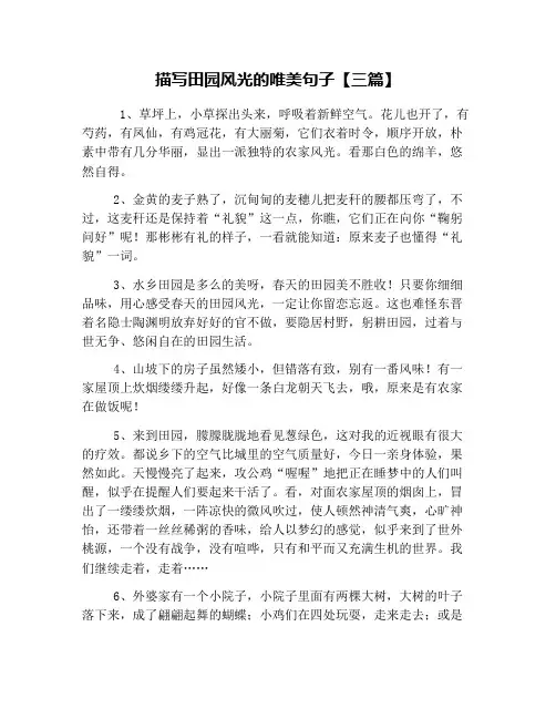 描写田园风光的唯美句子【三篇】