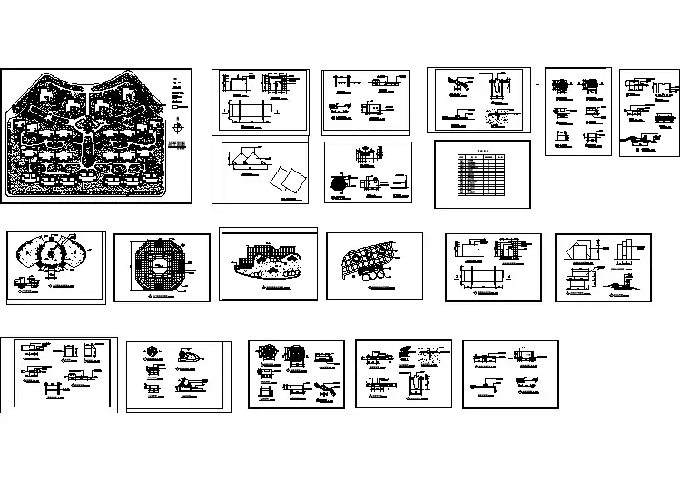 【南京】某景区全套景观施工设计cad图(含车库出口平面图，总平面图)