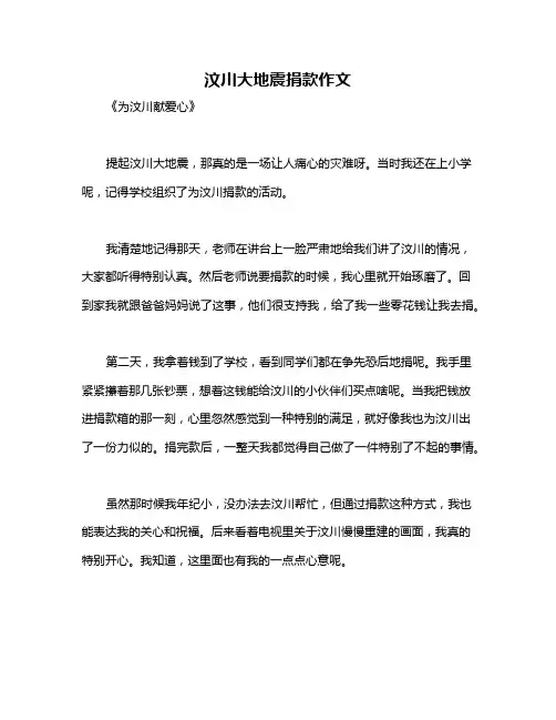 汶川大地震捐款作文