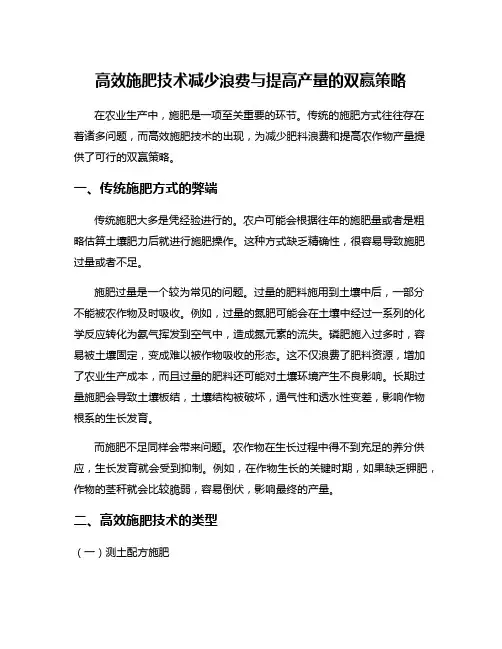 高效施肥技术减少浪费与提高产量的双赢策略