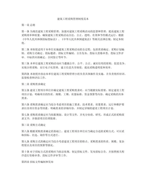 建筑工程采购管理制度范本