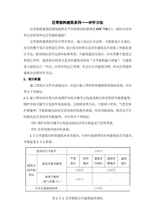 近零能耗建筑系列——评价方法