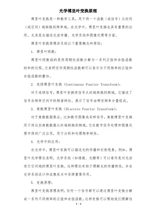 光学傅里叶变换原理