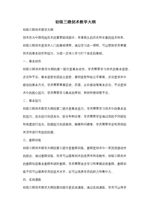 初级三路剑术教学大纲
