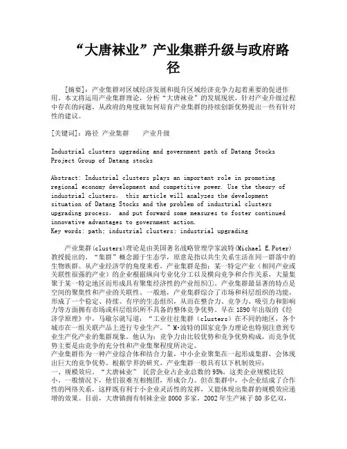 “大唐袜业”产业集群升级与政府路径
