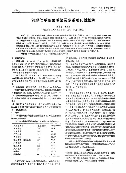 铜绿假单胞茵感染及多重耐药性检测