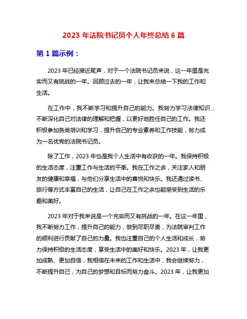 2023年法院书记员个人年终总结6篇