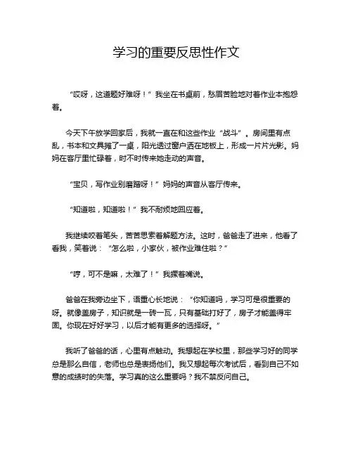 学习的重要反思性作文