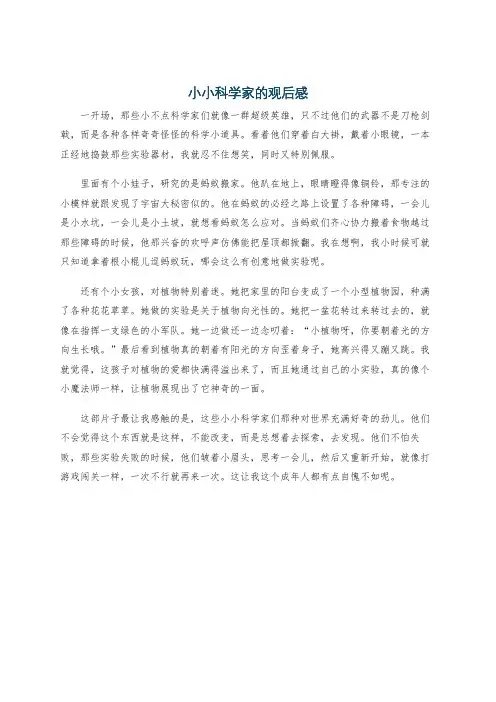 小小科学家的观后感