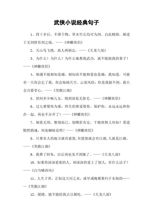 武侠小说经典句子