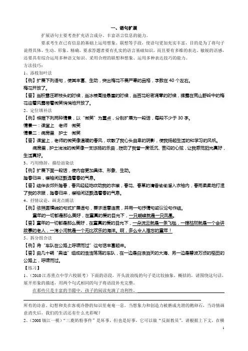 语句扩展、压缩、句式运用、语言修饰