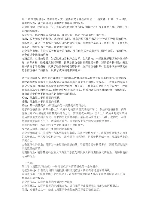 微观经济学名词解释8161