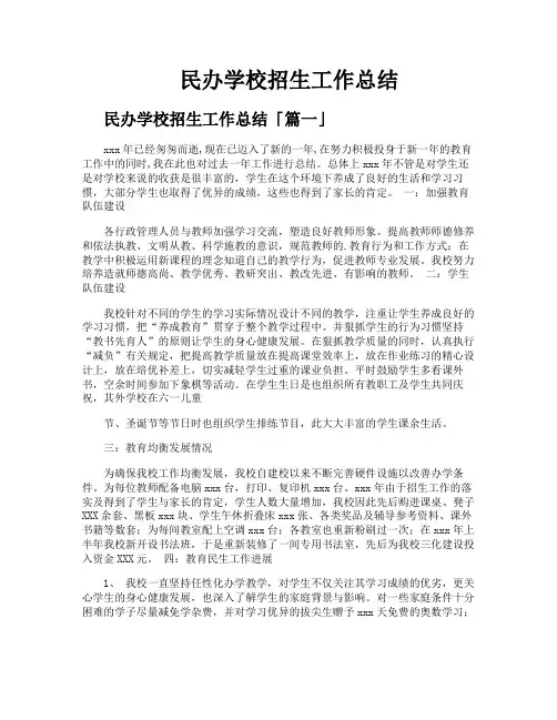民办学校招生工作总结
