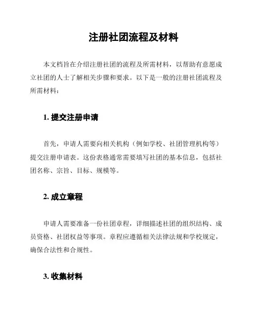 注册社团流程及材料