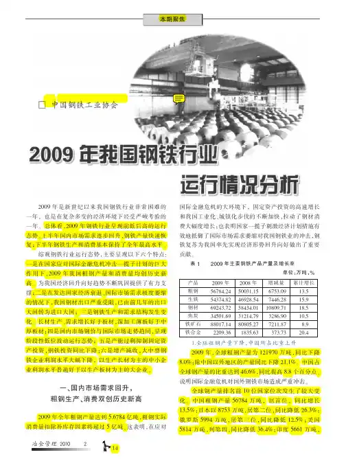 2009年我国钢铁行业运行情况分析