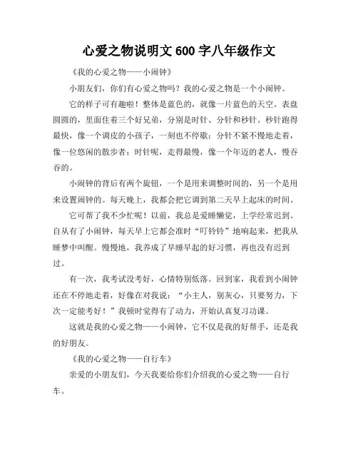 心爱之物说明文600字八年级作文
