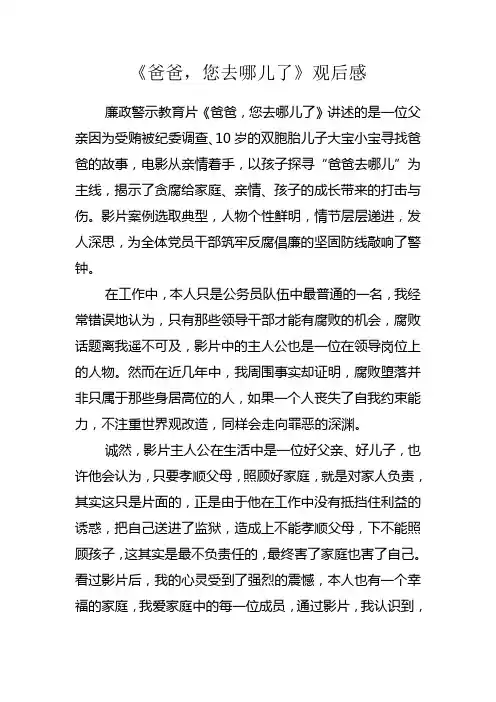 警示教育片《爸爸去哪儿了》观后感